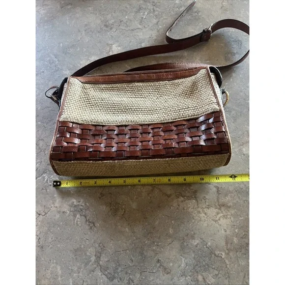 Vintage Etienne Aigner Woven Straw Leather Shoulder Bag Natural Boho - Picture 5 of 7